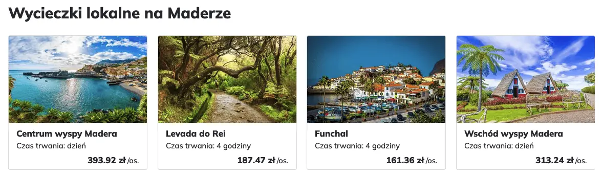 madera wycieczki fakultatywne