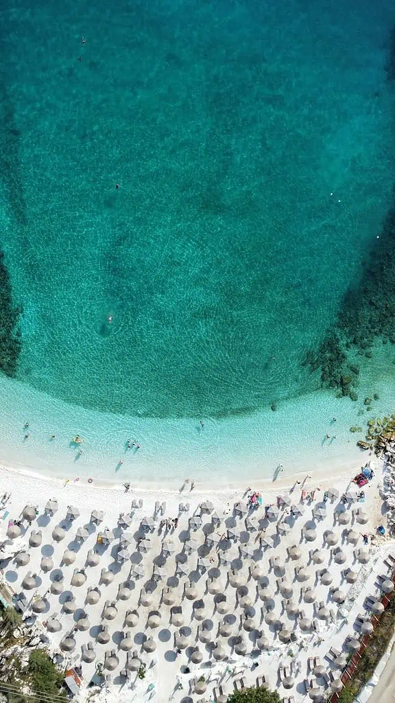 a group of people on a beach