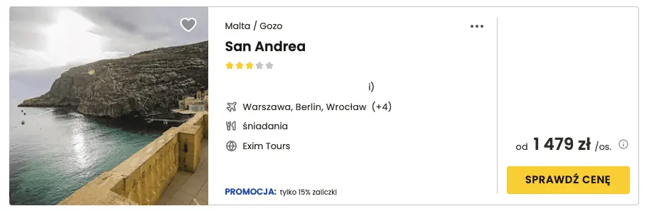 gozo malta hotel san adrea tanio