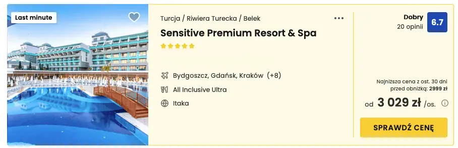 sensitive premium resort spa belek turcja tanio