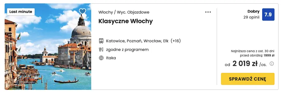 wycieczka klasyczne włochy tanio