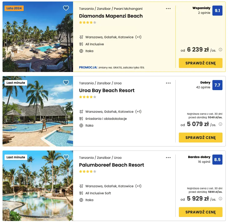 polecane hotele na wakacje zanzibar