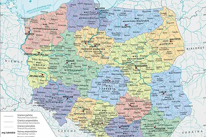 aktualna mapa polskich województw